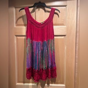 Rina Beachworld Sleeveless Embroidered Mini Dress One Size Flowy Hippie Boho